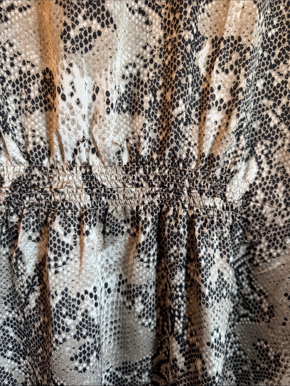 EUC MNG Neutral Snake-Print Button Down Tie-Waist Dress Elastic Back Waist - Picture 13 of 14
